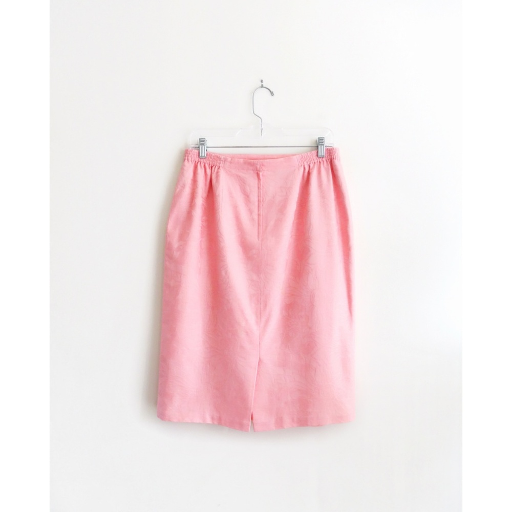 Vintage 80s Light Pink Cotton Skirt Suit fit 10 12 - Picture 5 of 8